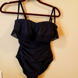 Black One Piece Bandeau Style Swimsuit...Super Cute!!